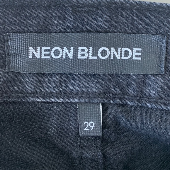 NEON Blonde Siren Mum Fit High Rise Denim Jeans Frayed Black Wash Women's 28 - Picture 13 of 16